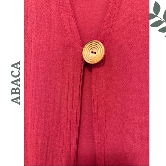 Boho Bold in Deep Red – ABACÁ 100% Cotton Sleeveless Cardigan Vest One Size - Picture 7 of 8
